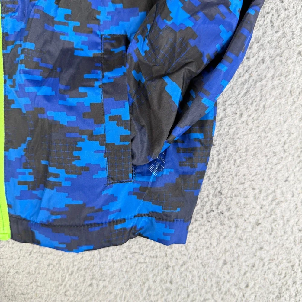 Free Country Jacket Boy XS 5/6 Blue Digital Camo Windshear Hood Fleece Lined Zip